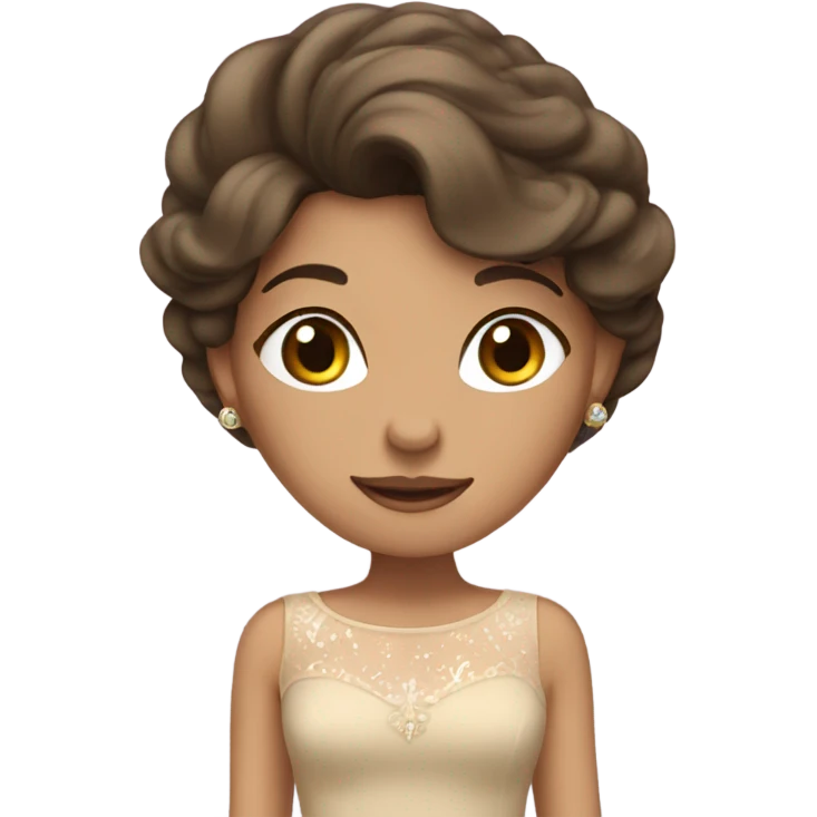 Brunette in a beige princess dress  emoji