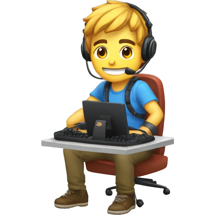 un chico gamer en su setup en forma de escorpion emoji