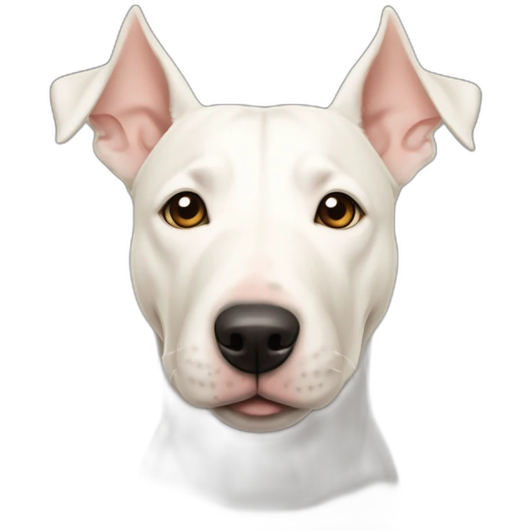 White bull terrier cross with light tan patch and pale nose emoji