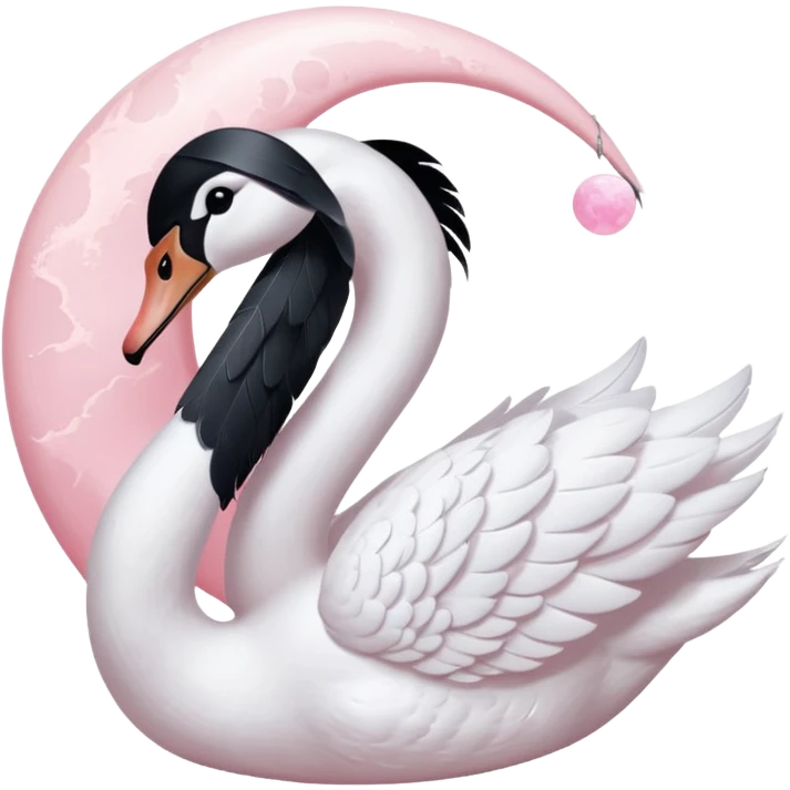 White swan with pastel baby pink moon aesthetic with the letter" U " which should be hidden emoji