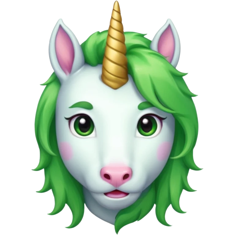 unicorn face cute and green haired and bearded emoji