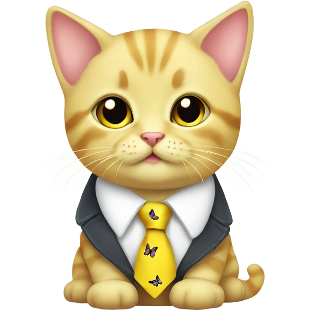  baby yellow cute cat with butterfly tie emoji