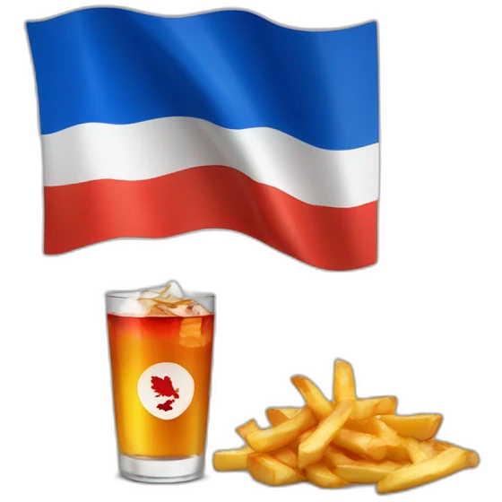 Russian flag with vodka and poutine emoji