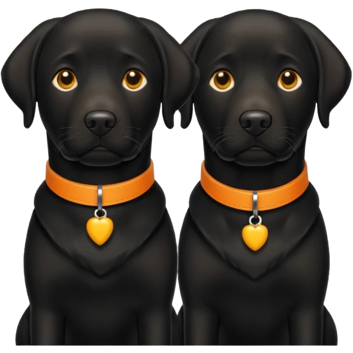 2 black labradors yellow and orange collar emoji