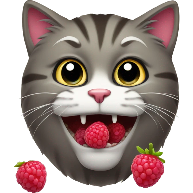 Cat eat a rasberry  emoji