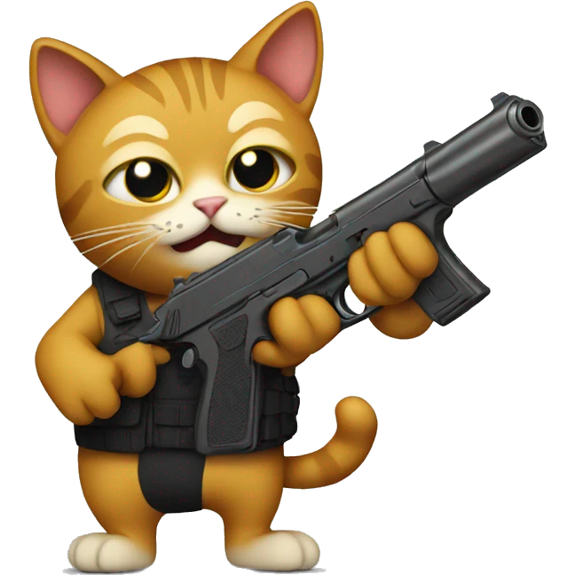 Cat holding a gun emoji