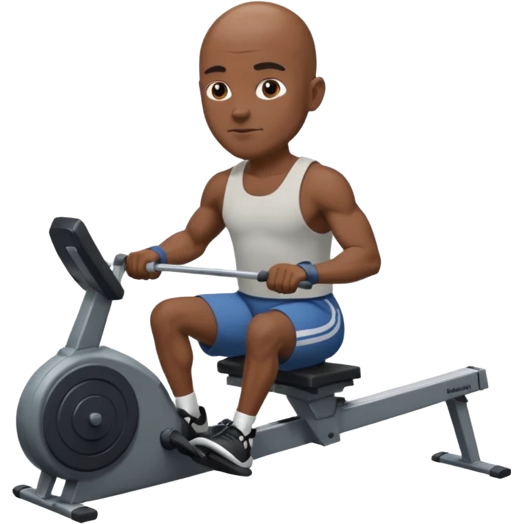 bald african american male on rowing machine emoji