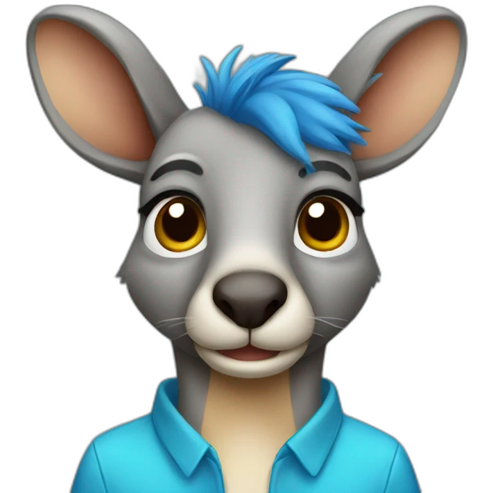 Kangaroo with blue hair emoji