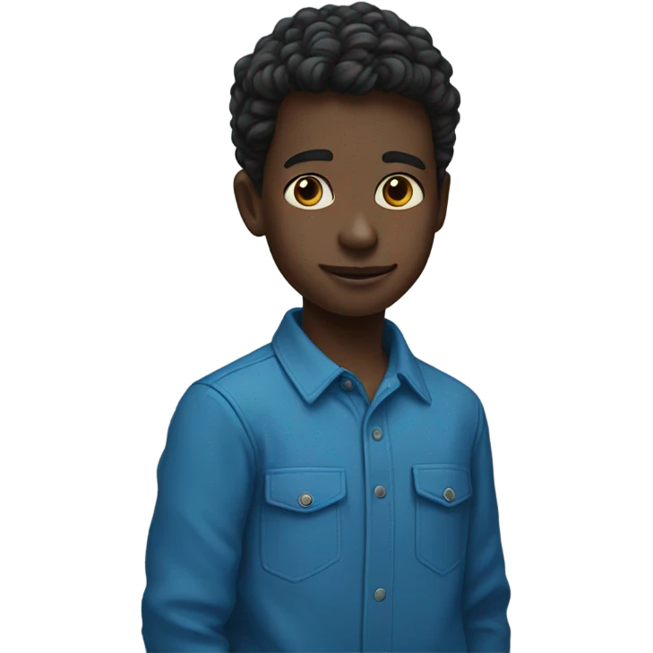 portrait of boy in blue emoji