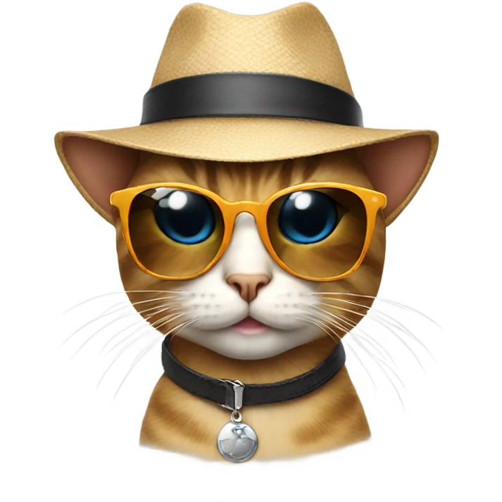 Cat with sunglasses with a hat one emoji