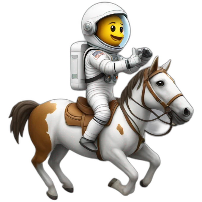 Astronaut with helmet closed riding a horse emoji