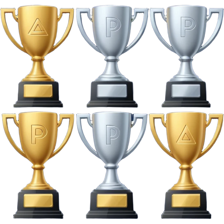 PlayStation trophy icons in PS5 style, flat minimalist UI, platinum, gold, silver, and bronze trophies displayed vertically with numbers next to each icon, dark background, official PlayStation design, clean and modern interface, similar to PSN profile trophies layout.” emoji