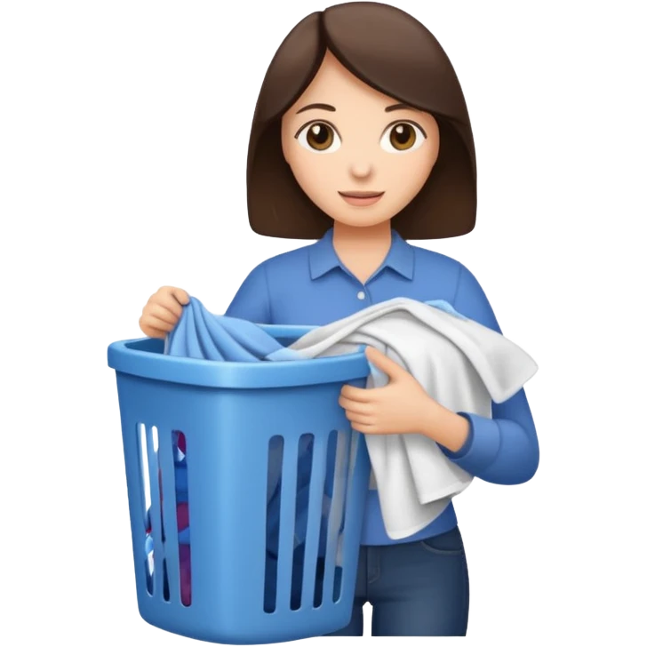 brunette woman holding laundry emoji
