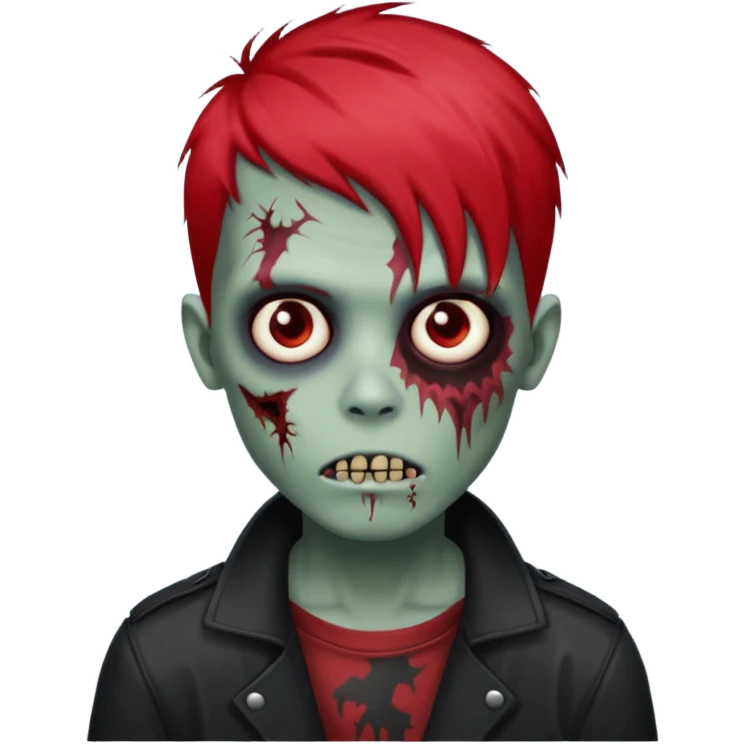 zombie boy emo medium largue hair red  emoji