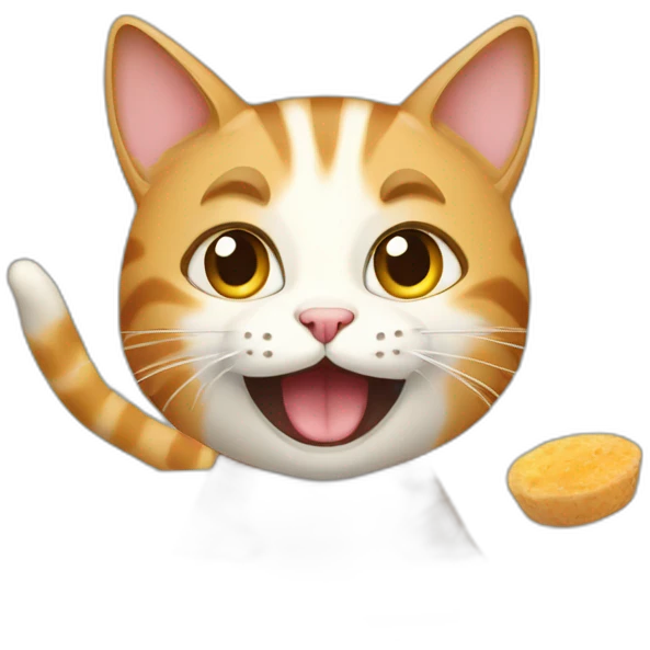 A cat with excited on watching food dish preparing emoji