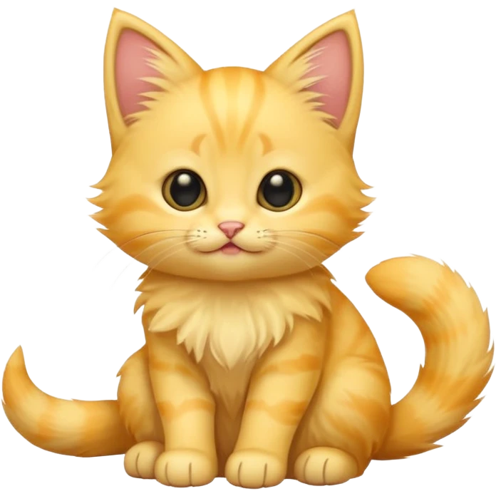 A cute cartoon yellow kitten sitting and wagging its tail and animated and mover. emoji
