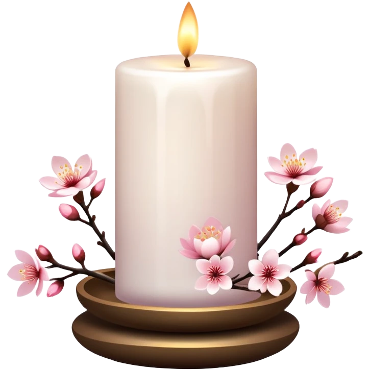 Zen meditative calm beautiful sakura candle aesthetic detailed decorations emoji