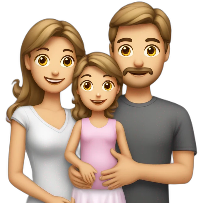 Familia caucasica 2 niñas y un bebe emoji