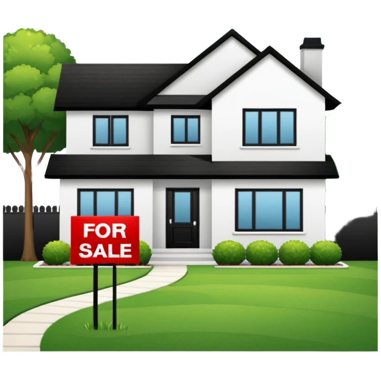 Casa en bienes y raices con el letrero de venta emoji