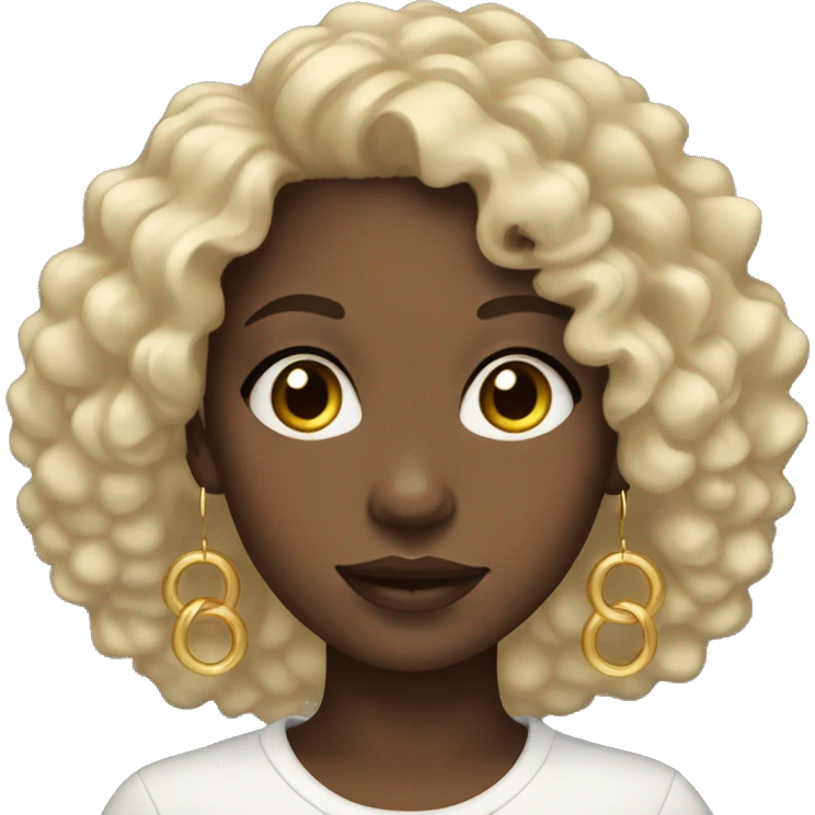 black girl with curly hair and gold hoop earrings  emoji