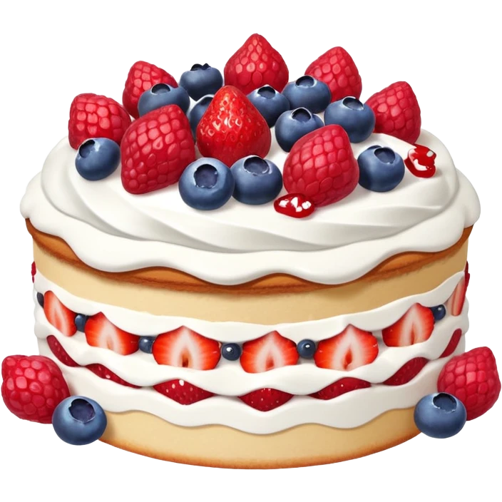 whipped cream cake topped with strawberries raspberries blueberries assorted berries emoji