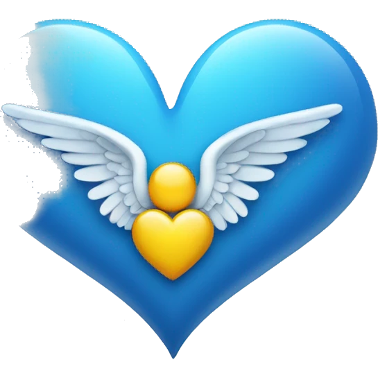 Blue heart with angel wings emoji