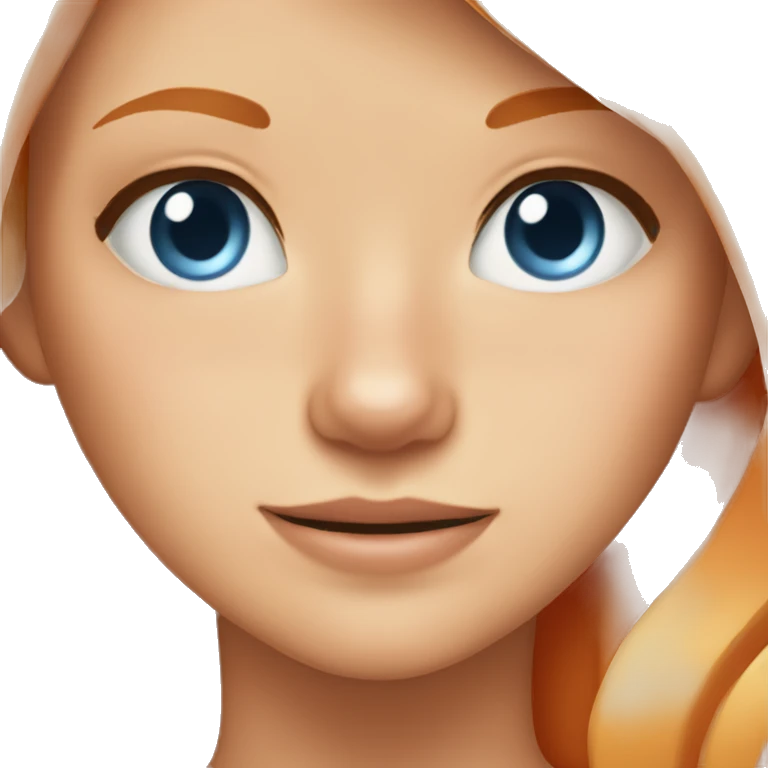 Orange cat and blonde girl eyes skyblue emoji