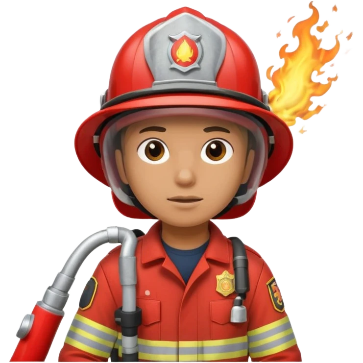 A firefighter extinguishing a party emoji
