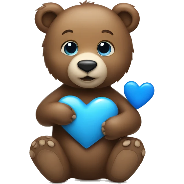 Bear holding blue heart emoji
