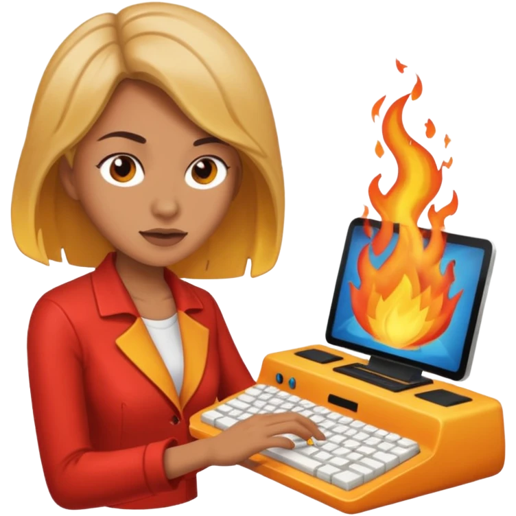 lady setting fire to keyboard emoji