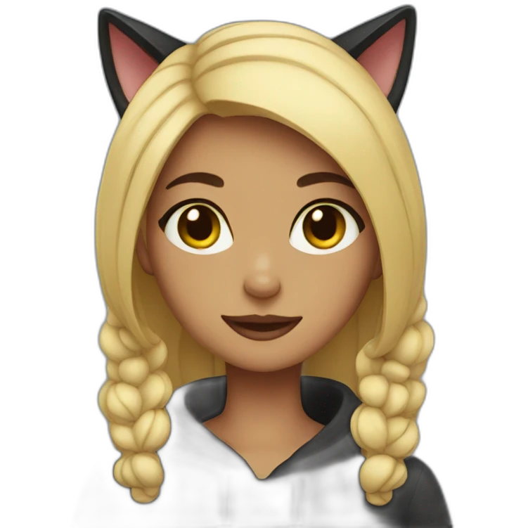 Black cat girl emoji