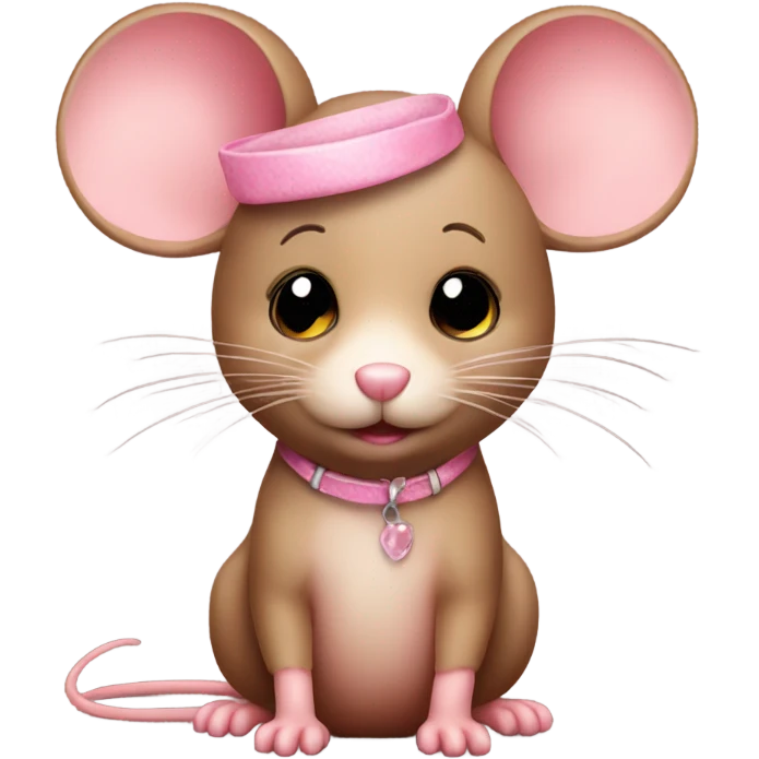 a cute brown mouse, with subtle lashes & pink accessories  emoji