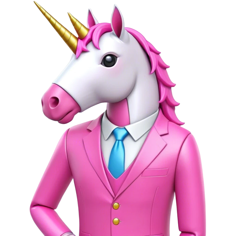 3d robotic office worker unicorn in all pink suit emoji