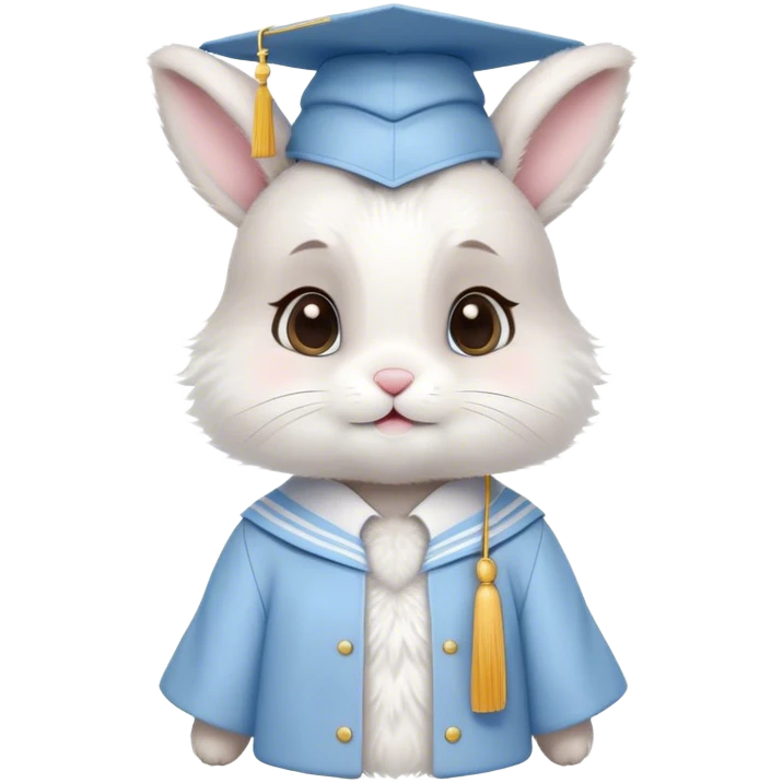 CUTE LITTLE BUNNY in LIGHT BLUE graduation uniform  emoji