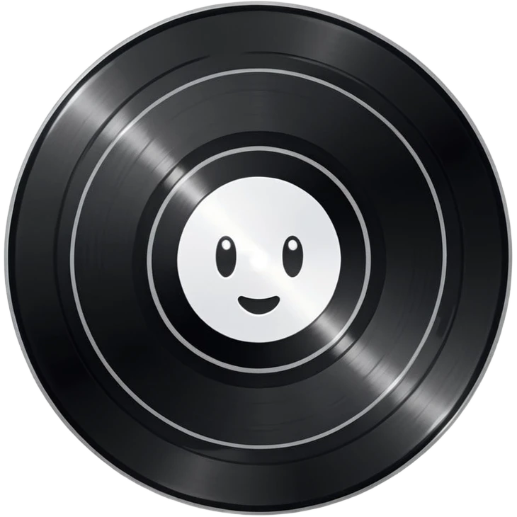 a black vinyl record with a all white blank center emoji