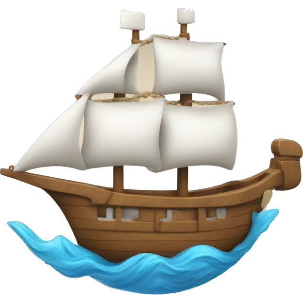 a playful ship surrounded with coding elements. emoji