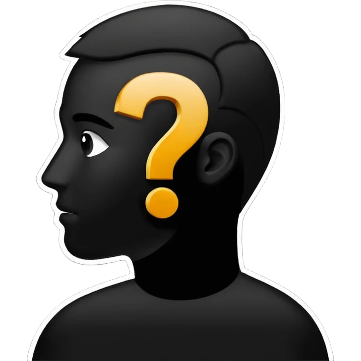 silhouette of a man with a question mark emoji