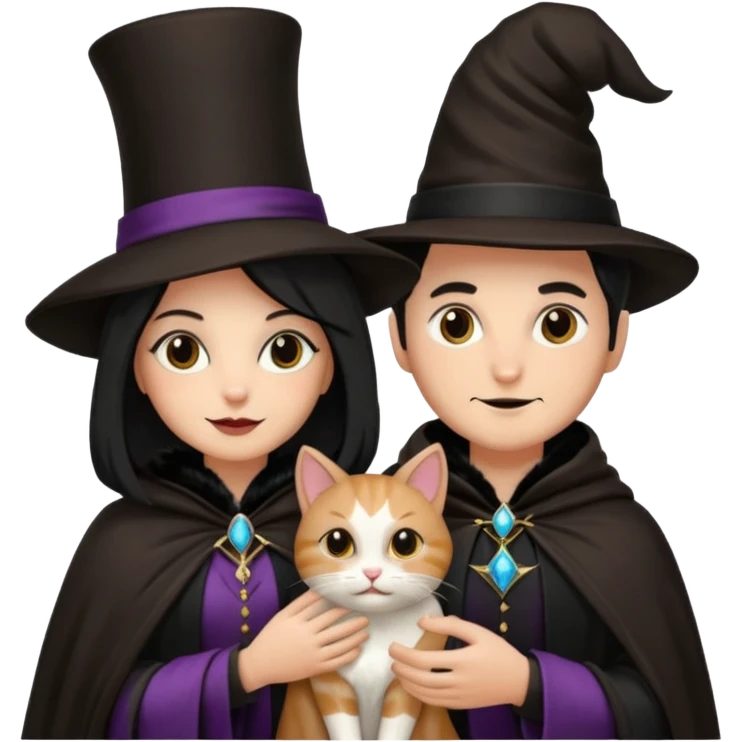 magician couple and their pet cat emoji