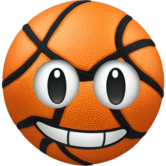 Heart shaped basketball with a smiley face emoji