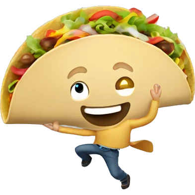 White guy catching a taco in the air emoji