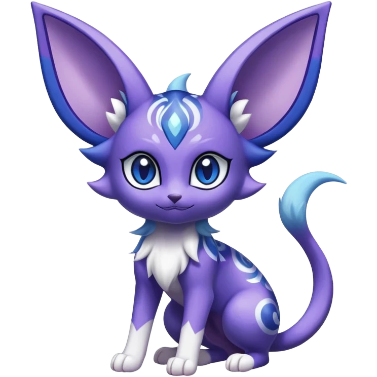 Shiny Exotic Cute Adorable Majestic Espeon-Meowstic-Hybrid-Creature with pattern-markings emoji