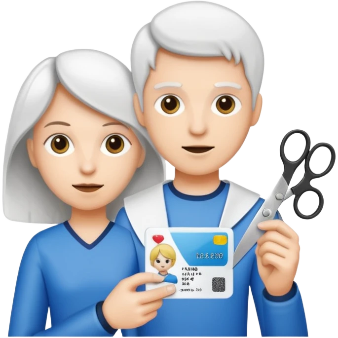 Scissors cutting an ID card in 2 halfs.hyper realistic emoji