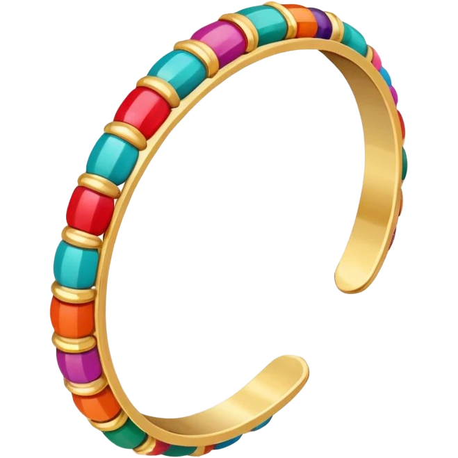 Cute colorful shiny bangles with golden bangles in between that has small cute jhumkhasin hand emoji