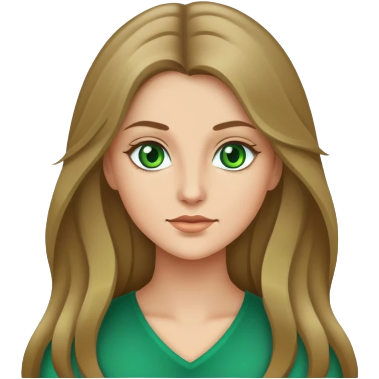 Mujer de piel clara y pelo rubio oscuro, ojos verdes y pelo largo emoji