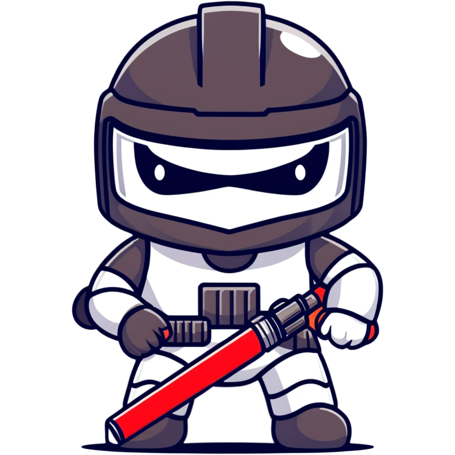 Oreo cookie dressed as Darth Vader with iconic black helmet and red lightsaber emoji