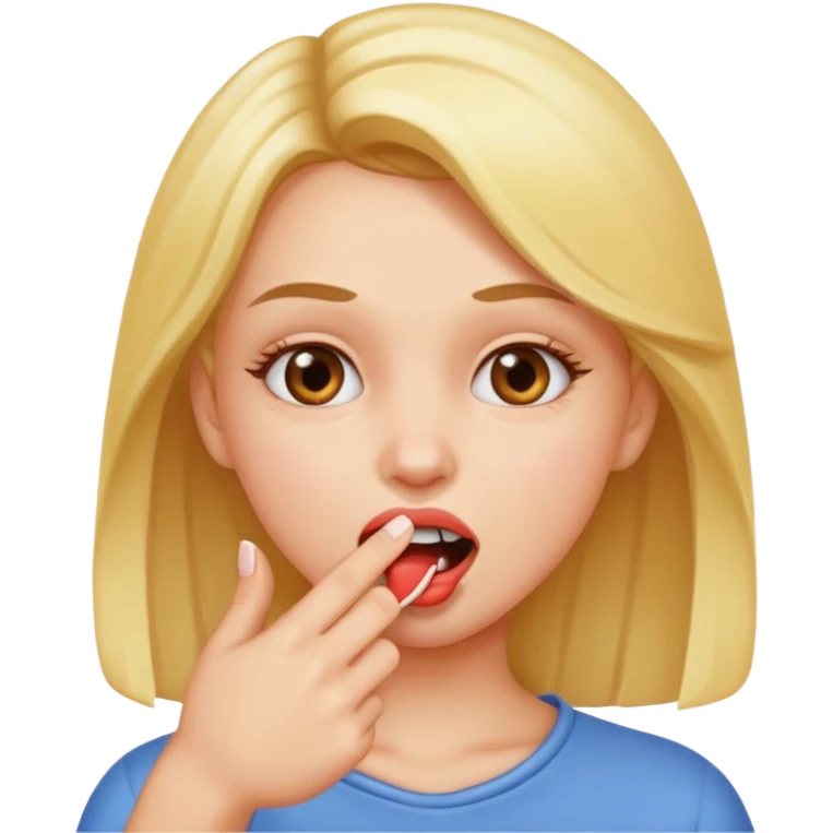 Chica mordiéndose el dedo emoji