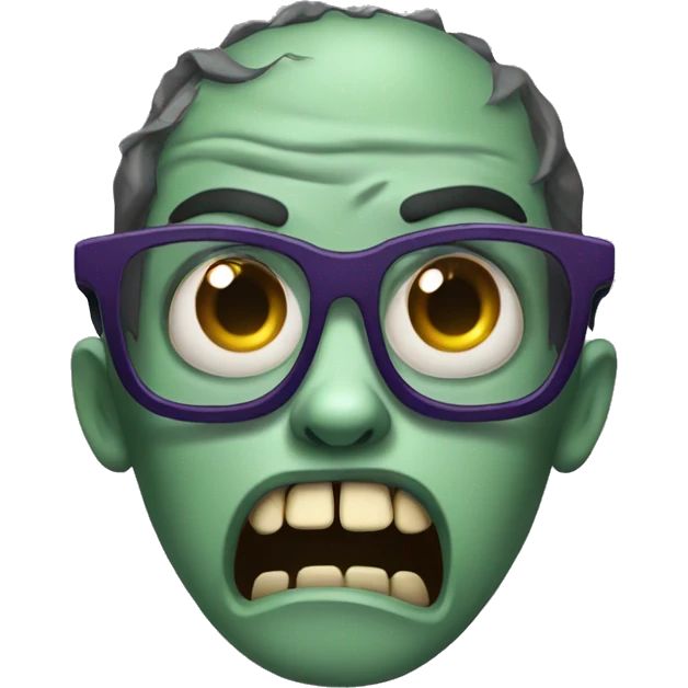 scared zombie with glasses emoji