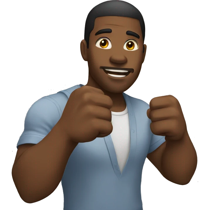 A black man raising his fists straight up emoji