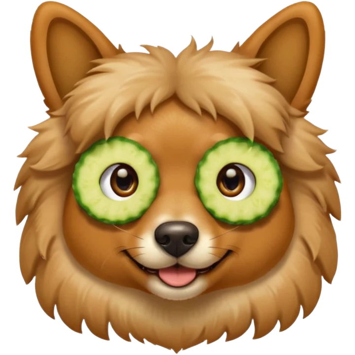 dog relaxing spa with cumcumbers in their eyes emoji