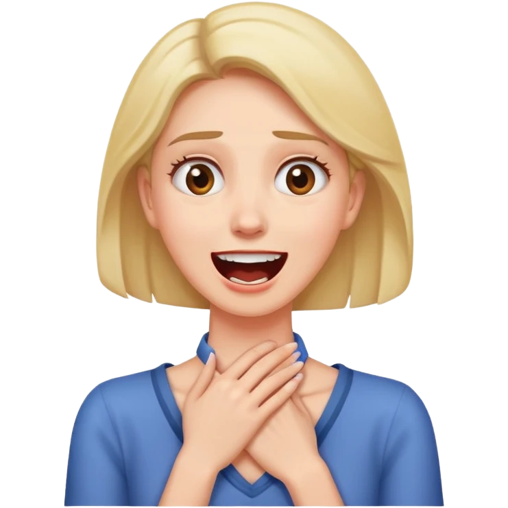 Women holding her neck shocked laughing and a little bit nervous emoji